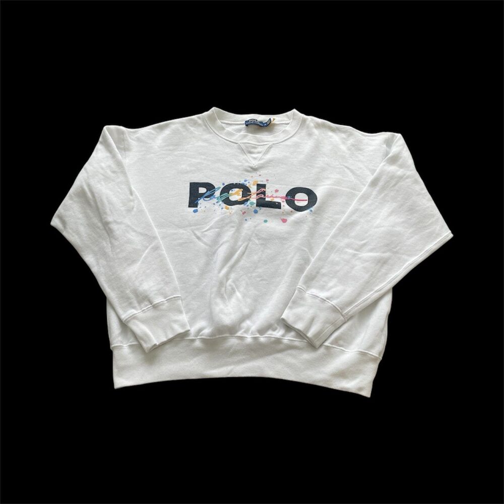 Polo Ralph Lauren Womens Crewneck Cozy Loungewear Sz Medium Splatter Paint Prep